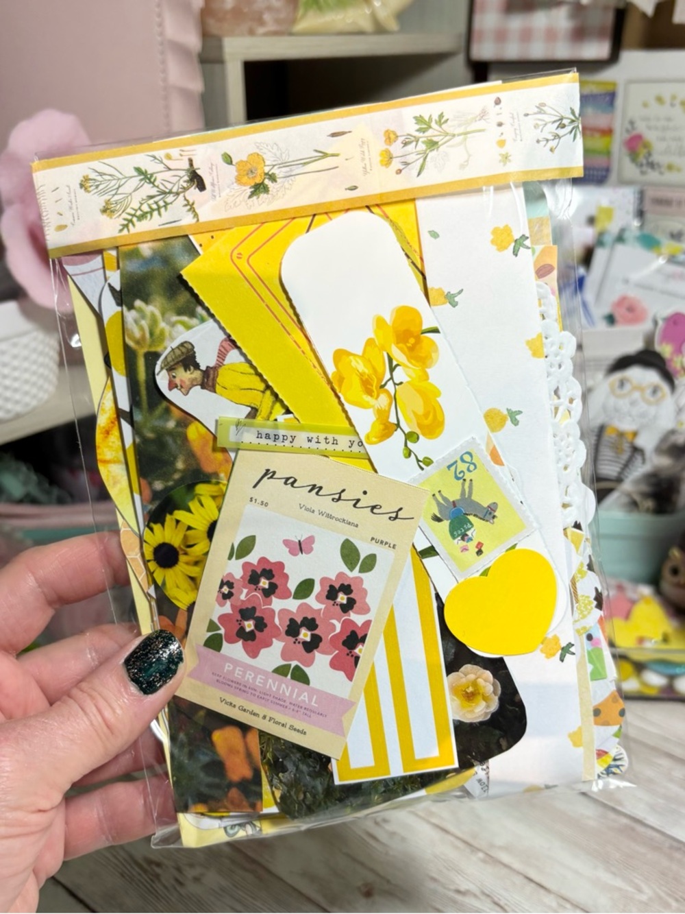 Junk Journal Paper Scrap Pack Kit 100 Pieces Yellow Theme Ephemera Planner Decor